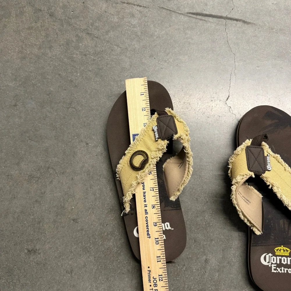 Corona Extra Mens Flip Flop Sandals Brown Beige Bottle Opener CS8LW6COR Size MD